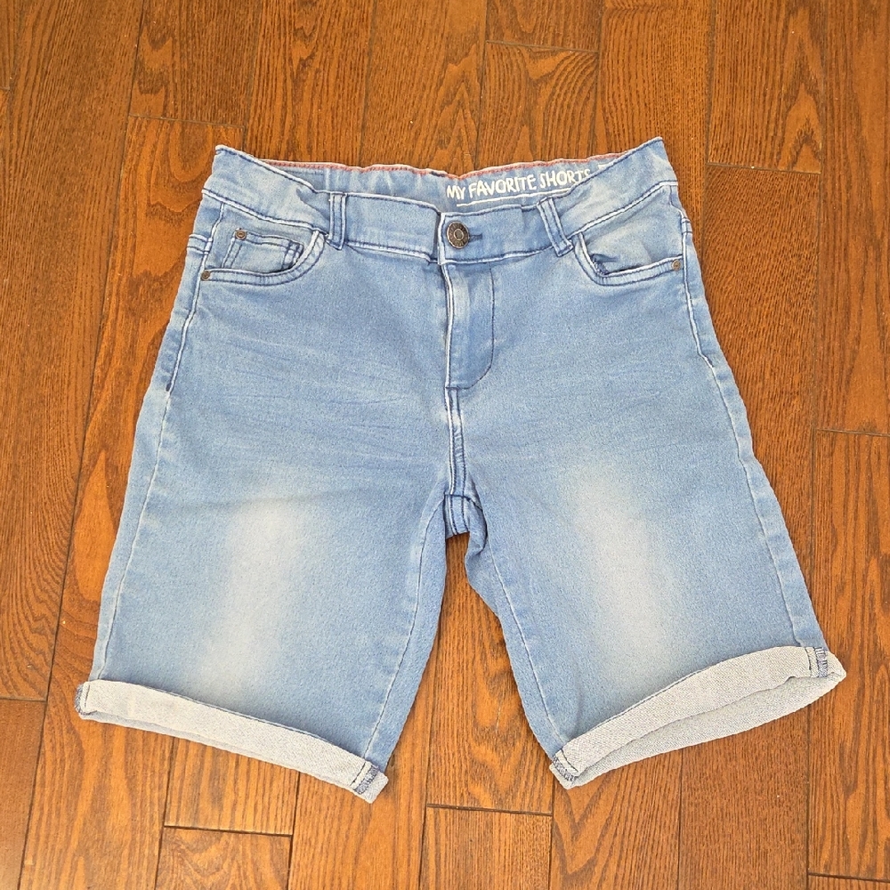 Hema Boys Blue Denim 8"  5 Pockets Stretch Shorts Size 10-12